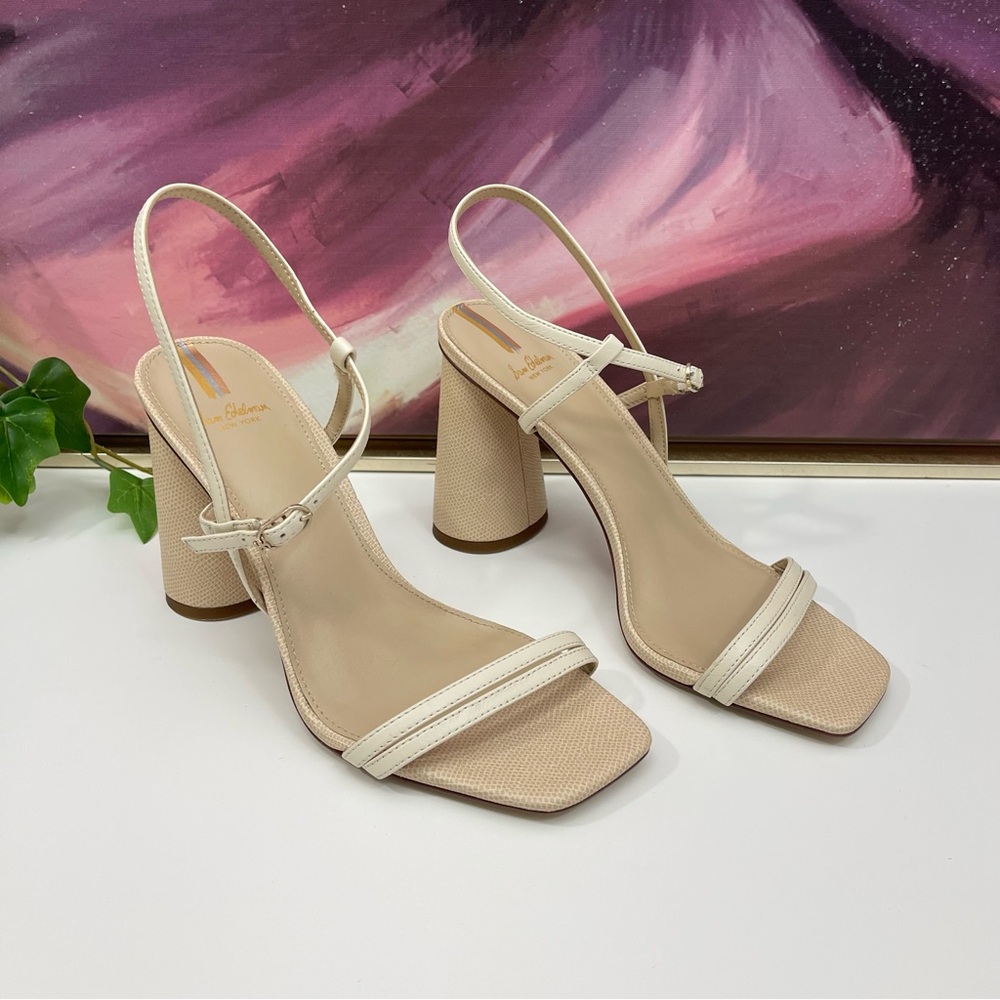 Sam Edelman Kit‎ Ivory Square Toe Slingback Strap Cylindrical Block Heel Sandals - Picture 6 of 12